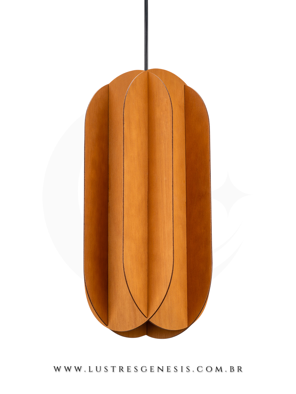Lustre Pendente LED Madeira Carambola LMC427 Ø44cm, Bancada Area Gourmet, Lavabo, Cabeceira de Cama, Balcao de cozinha